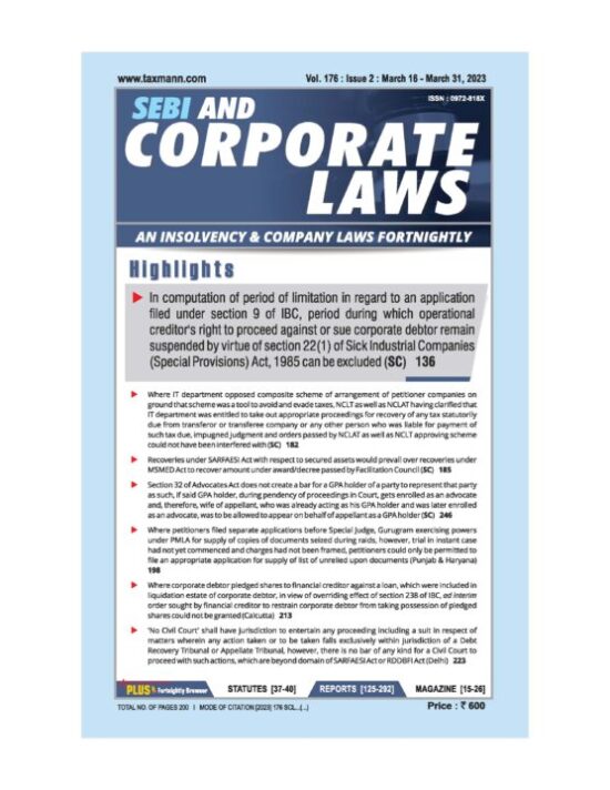 SEBI and Corporate Laws – An Insolvency & Company Laws Fortnightly